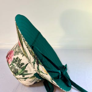 Handmade Reversible Floral Sun Hat| Wide Brim Cotton Linen Canvas image 4