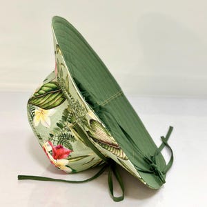 Handmade Reversible Floral Sun Hat| Wide Brim Cotton Linen Canvas image 7