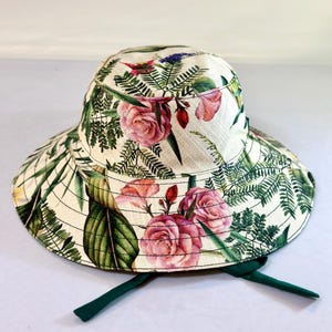 Handmade Reversible Floral Sun Hat| Wide Brim Cotton Linen Canvas HawaiiTropicalFloral
