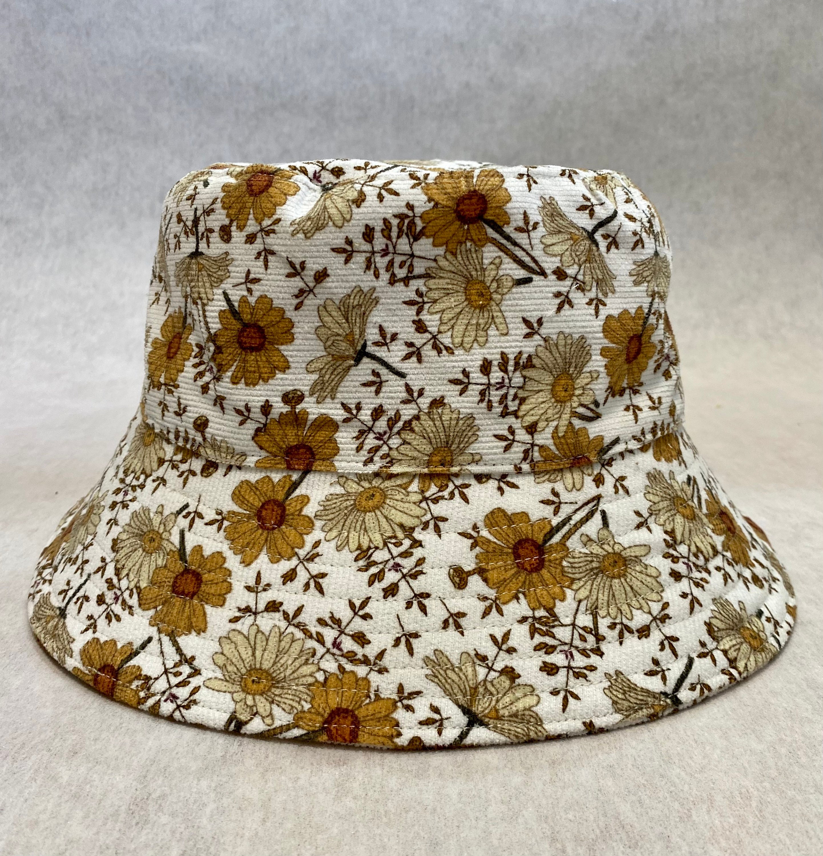Corduroy Bucket Hat Mini Florals Reversible Handmade Fabric Hat - Etsy ...