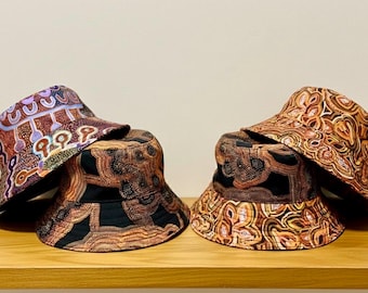 Aboriginal Bucket Hat Size Medium| Canvas Print Reversible Handmade Sun Hat