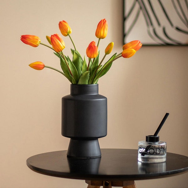 Black Ceramic Vase Etsy