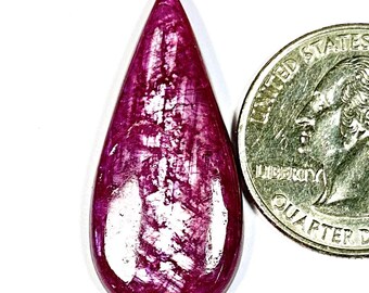 Pear Ruby Zoisite Cabochon, AAA Grade Loose Gemstone (35x16x4mm)