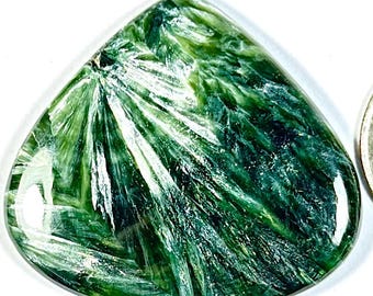 AAA Teardrop Seraphinite Cabochon, 74Cts Healing Gemstone