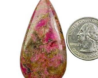Natural Pink Cobalt Calcite Cabochon: Pear Gemstone, 63Crt