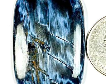 Rare Blue Golden Pietersite Cabochon, Rectangle Gemstone, 47ct