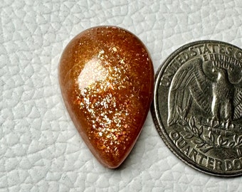 AAA+ 100% natuurlijke gouden zonnesteen cabochon edelsteen fonkeling confetti zonnesteen, oranje fonkelende zonnesteen edelsteen, 22 krt 24 x 16 x 8 mm