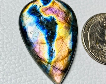 Rare Labradorite Gemstone, Loose Labradorite Gemstone Cabochon Labradorite Gemstone Jewelry Making Stone 45Crt (38x26x6),mm #1758
