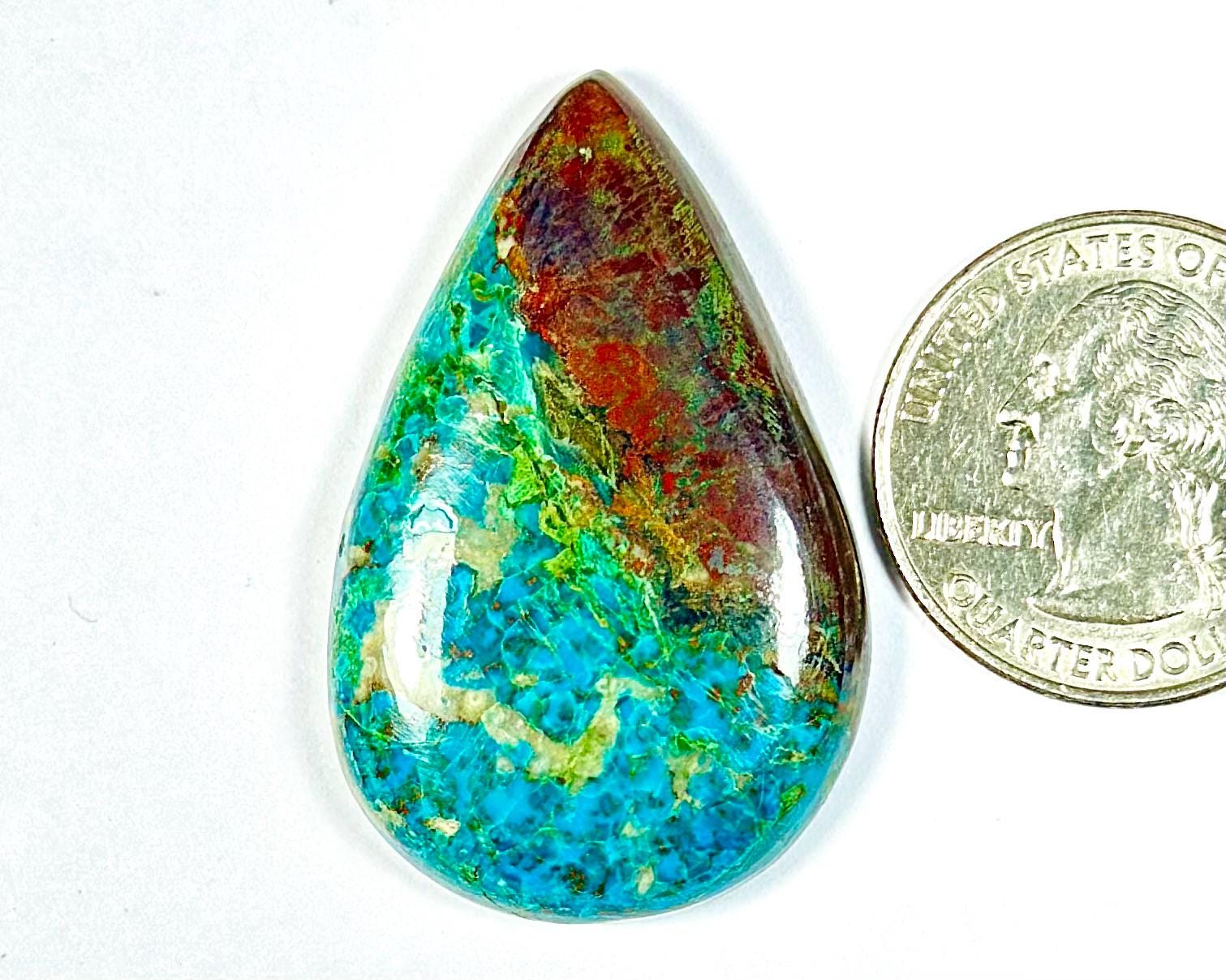 Natural Azurite Front Drilled Available Smooth Cabochon, Semi-Precious Gemstones For Jewelry Making 62Crt 41x26x7,mm
