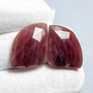 Pair Of Ruby Faceted Gemstone Natural Fancy Shape Flat Back Side Smooth Loose Gemstones For Earrings And Jewelry 35CRT (18x16x4),mm #1241