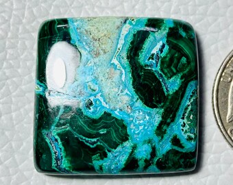 CRYSOCOLLA MELACHIT, Edelstein, Designer Papagei Flügel Chrysokoll Cabochon, Edelstein 49CRT (27x26x6),mm #1711