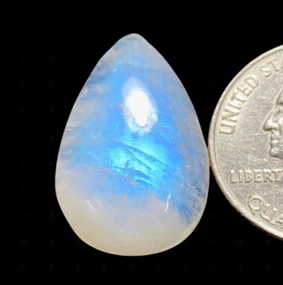 Pierre De Lune Cabochon Bleu Flash Arc-en-ciel - Forme Poire, 16 Carats, 22x17x6 Mm - Naturelle