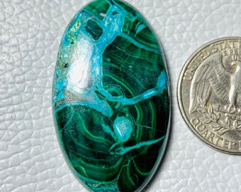 CRYSOCOLLA MELACHIT, Edelstein, Designer Papageiflügel Chrysokoll, Edelstein 63CRT (21x24x6), mm #1713