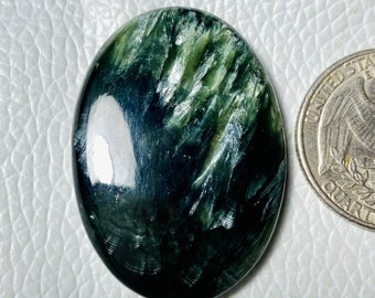 AAA Seraphinite Gemstone Cabochon, Loose Oval Stone (38x27x6)mm