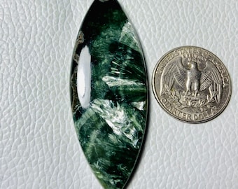 Natural Seraphinite Cabochon, AAA Grade Marquis Gemstone (62x24x6)mm