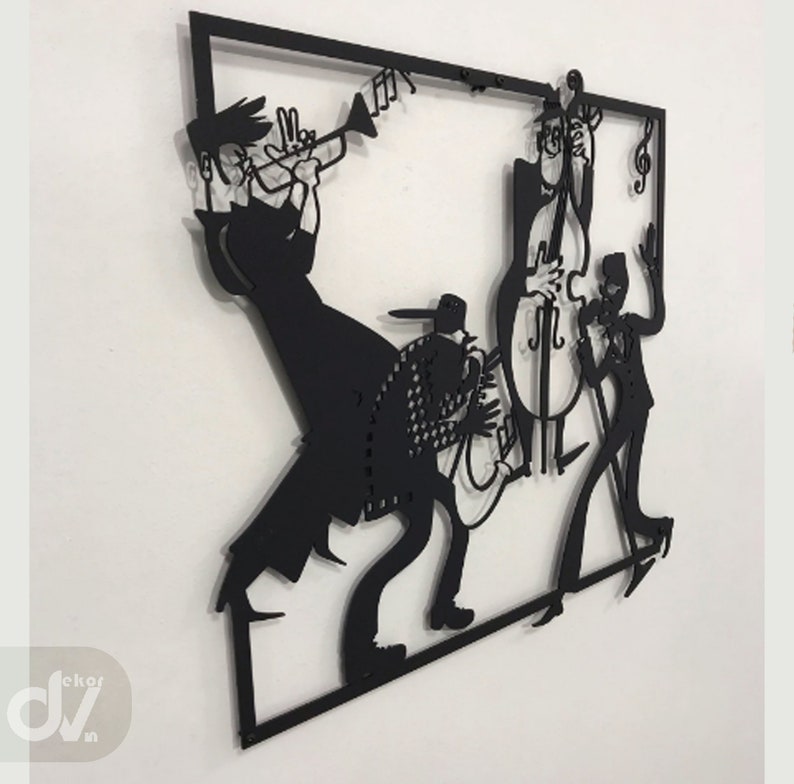 Jazz Group Metal Large Wall Art With Metal Modern Music Wall Etsy
