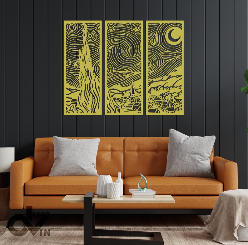Van Gogh Starry Night Metal Wall Art Living Room Wall Decor Etsy