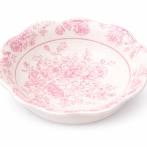 plat à bijoux floral vintage, plat rose festonné pour bijoux, porte-bague cottagecore, cadeau de demoiselle d'honneur, décoration de vanité