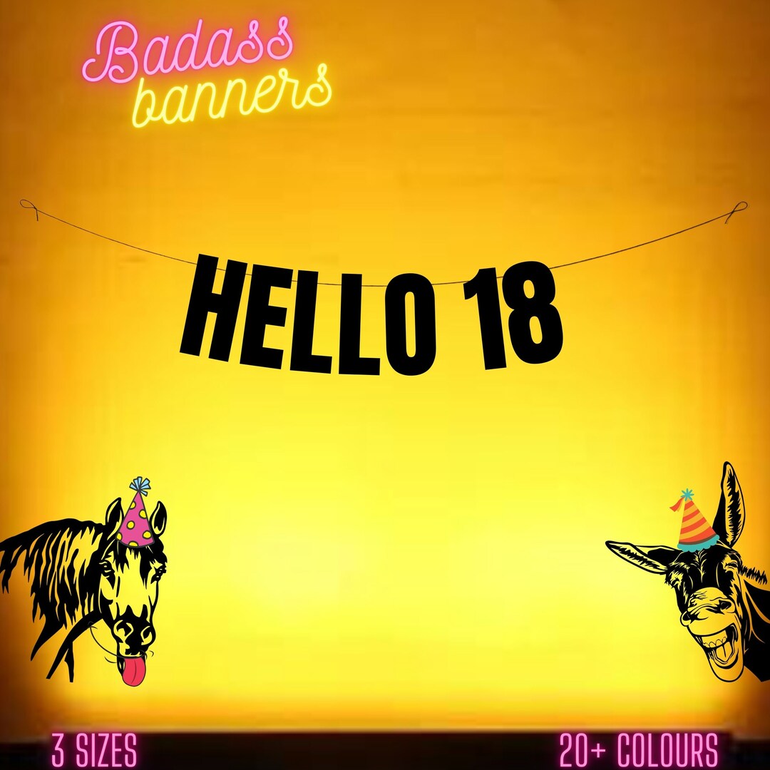HELLO 18 Funny 18th Birthday Banner. Funny/rude 18th Birthday Party ...
