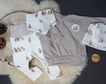 Babyset Gr. 68, Leggings oversized Hoodie Pullover Mütze Halstuch Rippjersey Sommersweat Baby Kleinkind Motivset Babykleidung - SOFORTKAUF