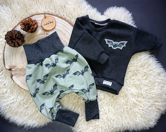 Babyset Gr. 62, Pumphose Mitwachshose Oversized Hoodie Pullover Motivset Kleiderset Babykleidung Fledermaus Jungen Mädchen - SOFORTKAUF