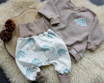 Babyset Gr. 74, Pumphose Mitwachshose Oversized Hoodie Pullover Motivset Kleiderset Babykleidung Dino Dinosaurier Baby Kleinkind