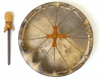 16” Deer Hide Frame Drum | Meditation Drum | Sound Healing | Hand Drum with Beater | Handcrafted