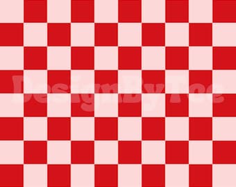 May include: A checkerboard pattern with alternating red and pink squares.