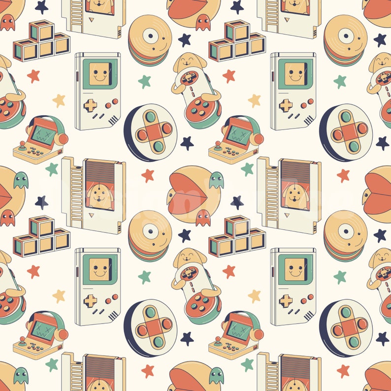 Retro 90s Games Seamless Pattern: Fabric Sublimation File - Etsy