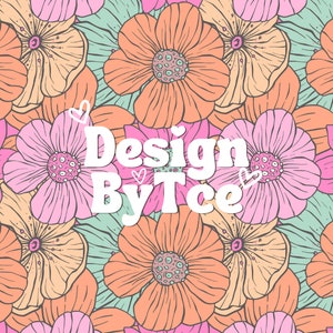 Bloom Flowers Bright Color Seamless Pattern, Summer Palette Seamless Pattern File for Iphone Wallpaper, Floral Fabric Printing