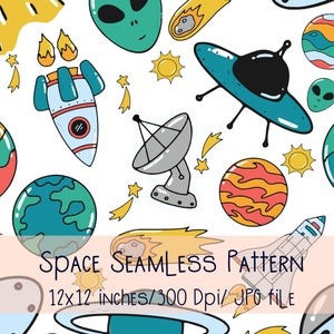 Astronaut Space Planets Boy Nahtlose Musterdateien für Stoffdruck Benutzerdefinierte Stoffdesigndatei