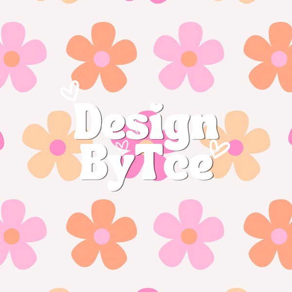Cute Summer Pink and Orange Daisy Seamless Pattern Files for Fabric Printing Digital Paper File