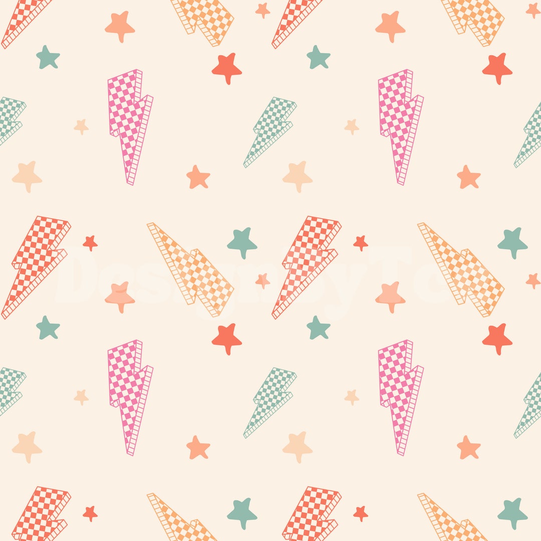 Checkered Lightning Seamless Pattern Files for Groovy Fabric Printing ...