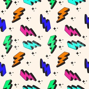 Archivos de patrones sin costuras de trueno de neón para niño y niña de verano para impresión de tela de natación segura, archivo de diseño de tela personalizado por sublimación