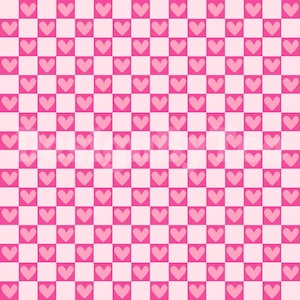 Heart Fushia Checkered Seamless Pattern Files for Fabric Printing Sublimation Fabric Design File, Surface Pattern