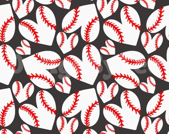 Baseball Heart Seamless Pattern: Sport Fabric Sublimation (Digital File)