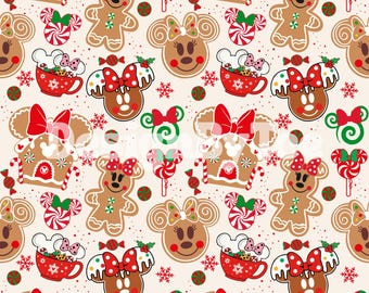 Magical Mouse Girly Cream Christmas Seamless Pattern Files for Fabric Printing Sublimation, Repeating Pattern, Surface Pattern