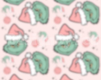 Pink Christmas with Pink Mean One Seamless Pattern Files for Kids Fabric Printing Fabric Design File
