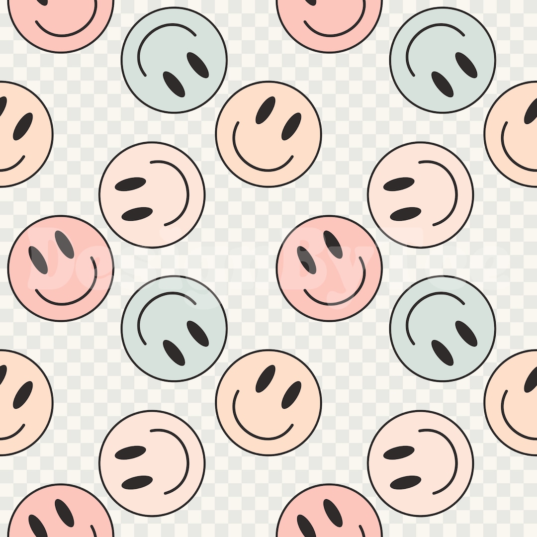 Happy Face Checkered Fabric Pattern: Muted Colors (digital Download) - Etsy