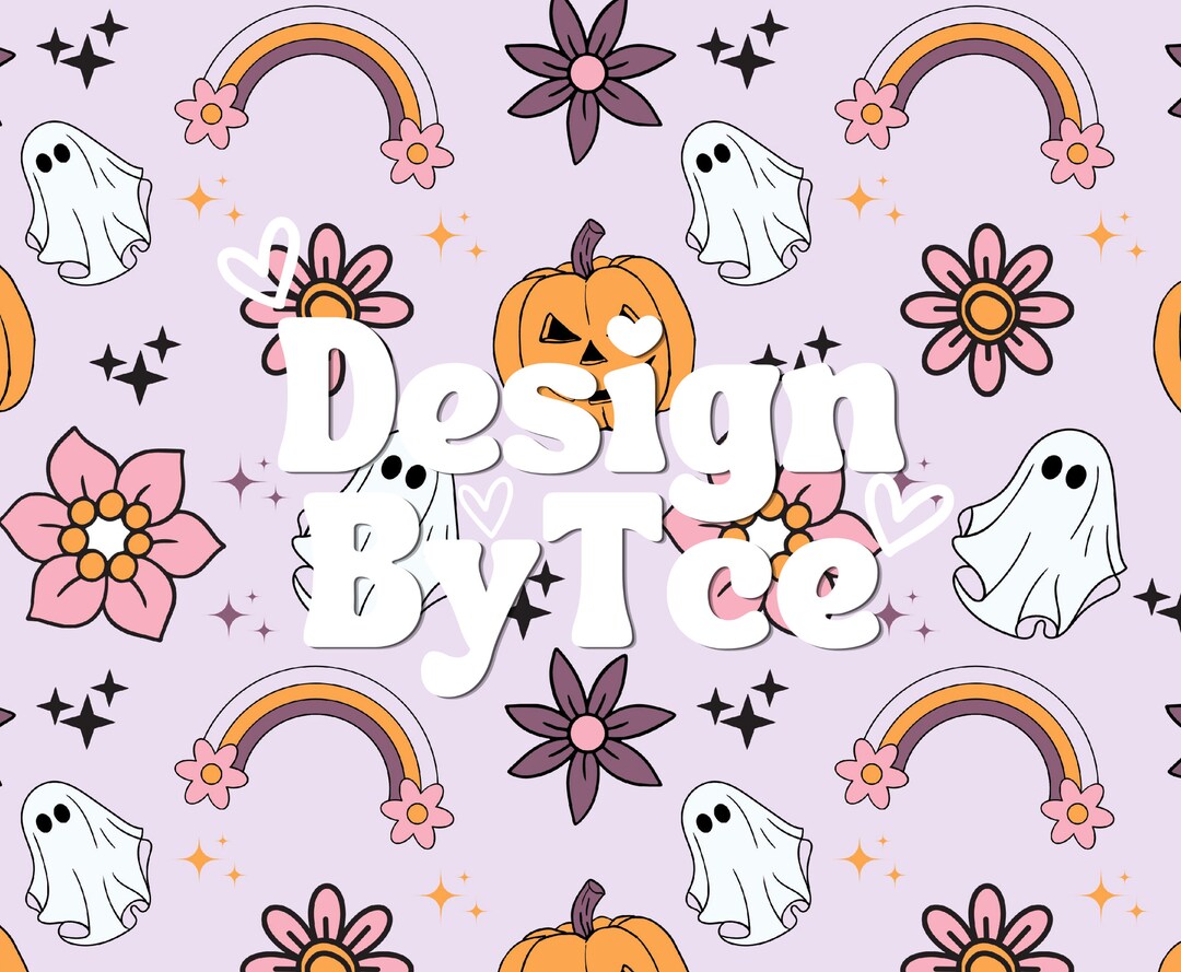 Cute Ghost, Rainbow and Flower Seamless Pattern Files for Fabric ...