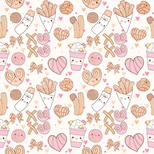 XOXO Conchas Mexicaanse Valentijnsdag naadloze patroonbestand voor stof afdrukken sublimatie stof ontwerpbestand, oppervlaktepatroon