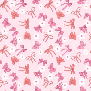Floral Pink Bows Seamless Pattern Files for Fabric Printing Sublimation Fabric Design File, Surface Pattern