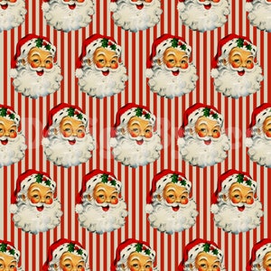 Vintage Père Noël à rayures Noël sans couture fichiers pour impression sur tissu sublimation fichier de conception de tissu, motif de surface