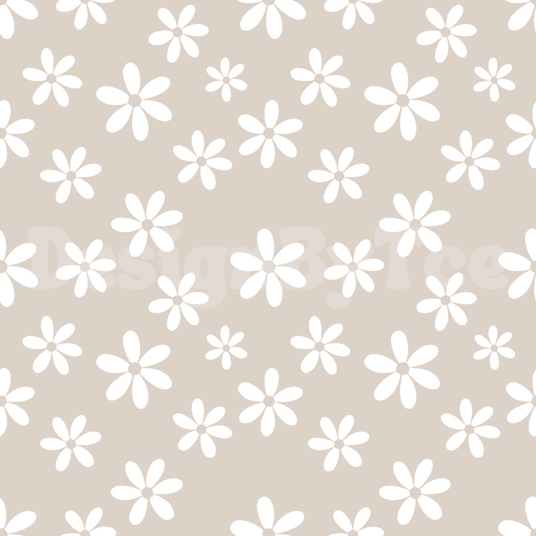 Beige Floral Print Seamless Pattern: Boho Spring Fabric (digital File ...