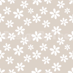 Beige Neutral Spring Boho Floral Print Seamless Pattern Files for Flower Fabric Printing Sublimation Custom Fabric Design File