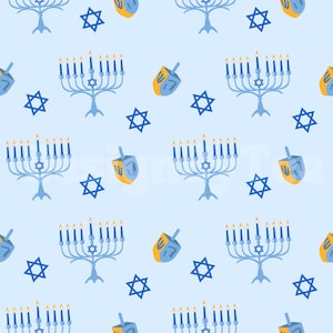 Hanukka Dreidel Menorah Blau Nahtlose digitale Musterdateien für Stoffdruck Sublimationsdesign-Datei