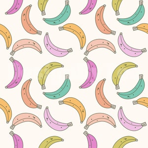 Fichiers de motif sans couture coloré funky banane rétro pour impression sur tissu Fichier de conception de tissu personnalisé par sublimation de tissu d'été