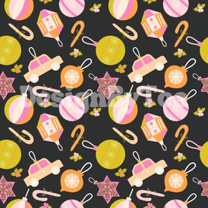 Christmas Ornaments Girly Seamless Pattern Files for Christmas Fabric Sublimation Design File, Christmas Files for Pattern Design