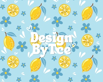 レモンフラワーのシームレスパターン：夏のファブリックデザイン（デジタルファイル）