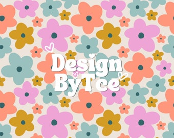 Naadloos abstract bloemenpatroon: helder boho-stofontwerp (digitale download)
